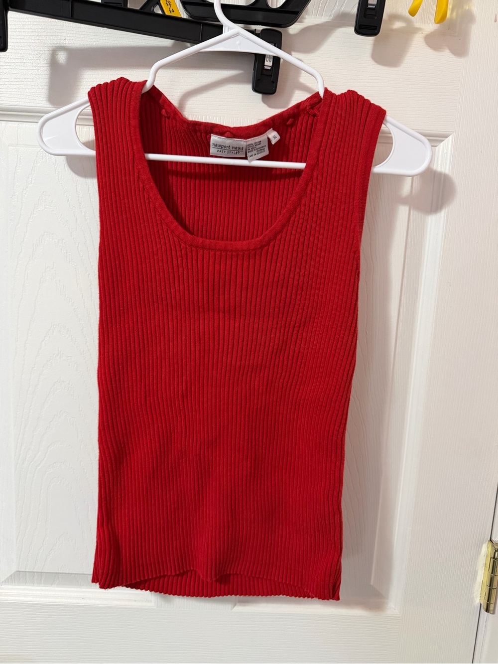 Newport News Red Ribbed Scoop Neck Tank